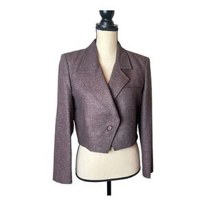 Vintage 70s F.O.B By  forecaster Union Label Knit Purple cropped blazer Size 10